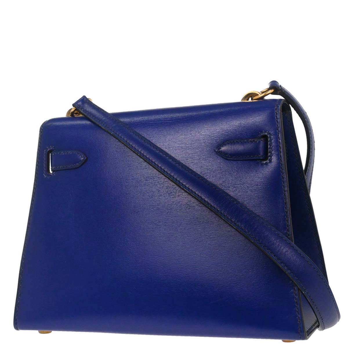 Hermes Blue Saphir Box Calf Mini Kelly 20 Sellier Handbag