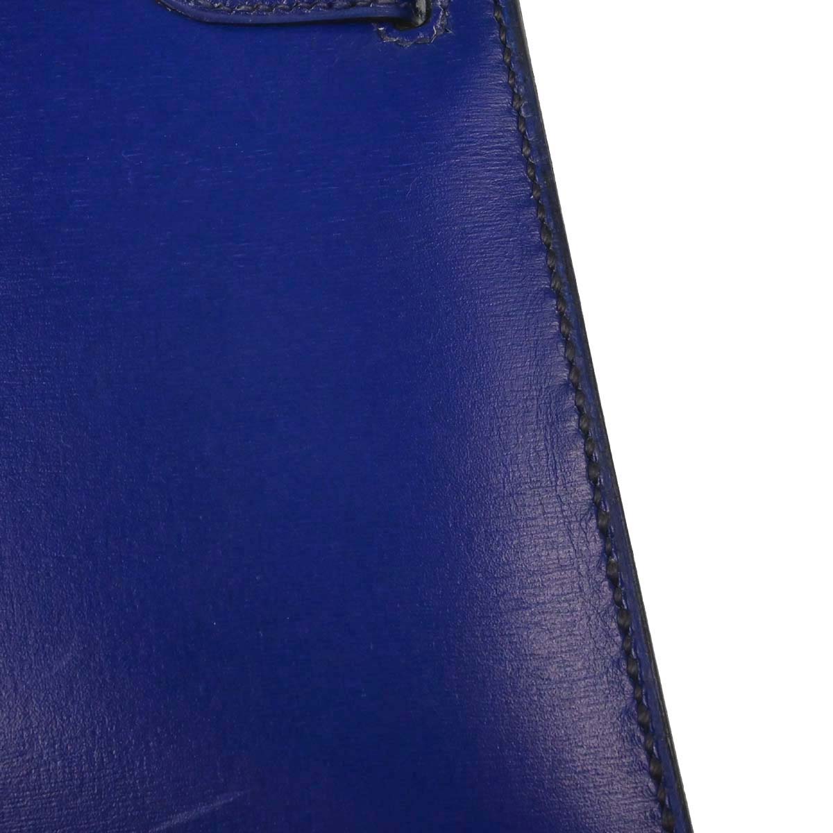 Hermes Blue Saphir Box Calf Mini Kelly 20 Sellier Handbag