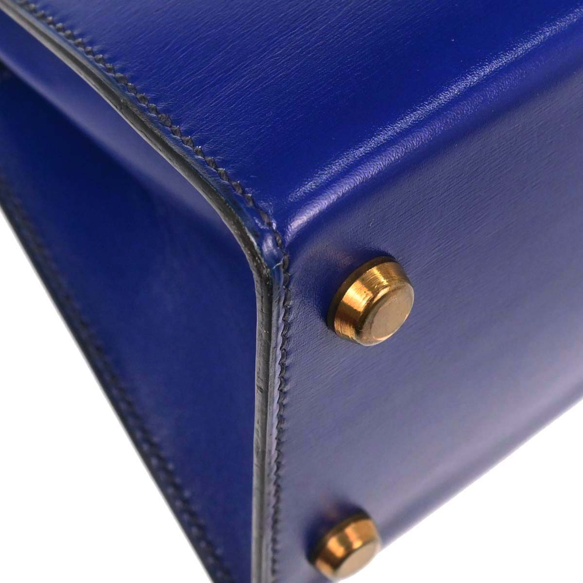 Hermes Blue Saphir Box Calf Mini Kelly 20 Sellier Handbag