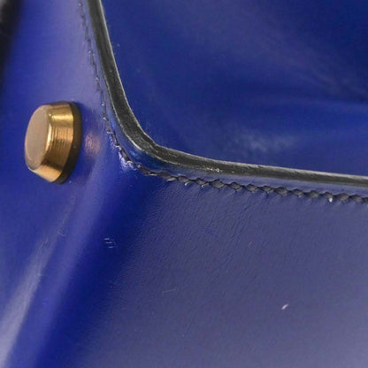 Hermes Blue Saphir Box Calf Mini Kelly 20 Sellier Handbag
