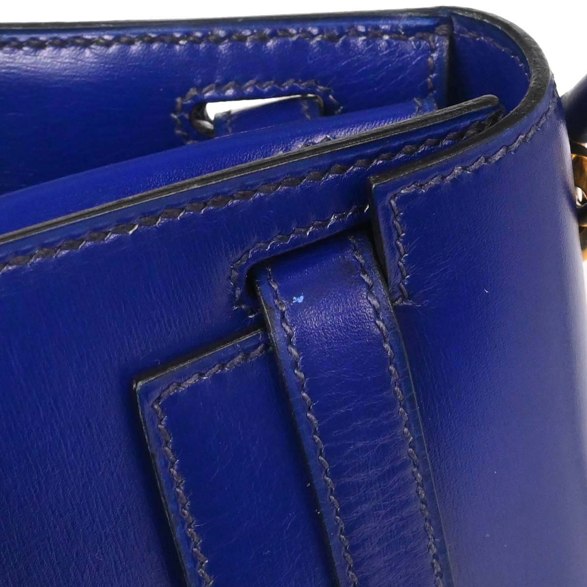Hermes Blue Saphir Box Calf Mini Kelly 20 Sellier Handbag