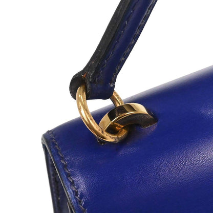 Hermes Blue Saphir Box Calf Mini Kelly 20 Sellier Handbag
