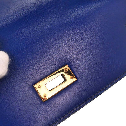 Hermes Blue Saphir Box Calf Mini Kelly 20 Sellier Handbag