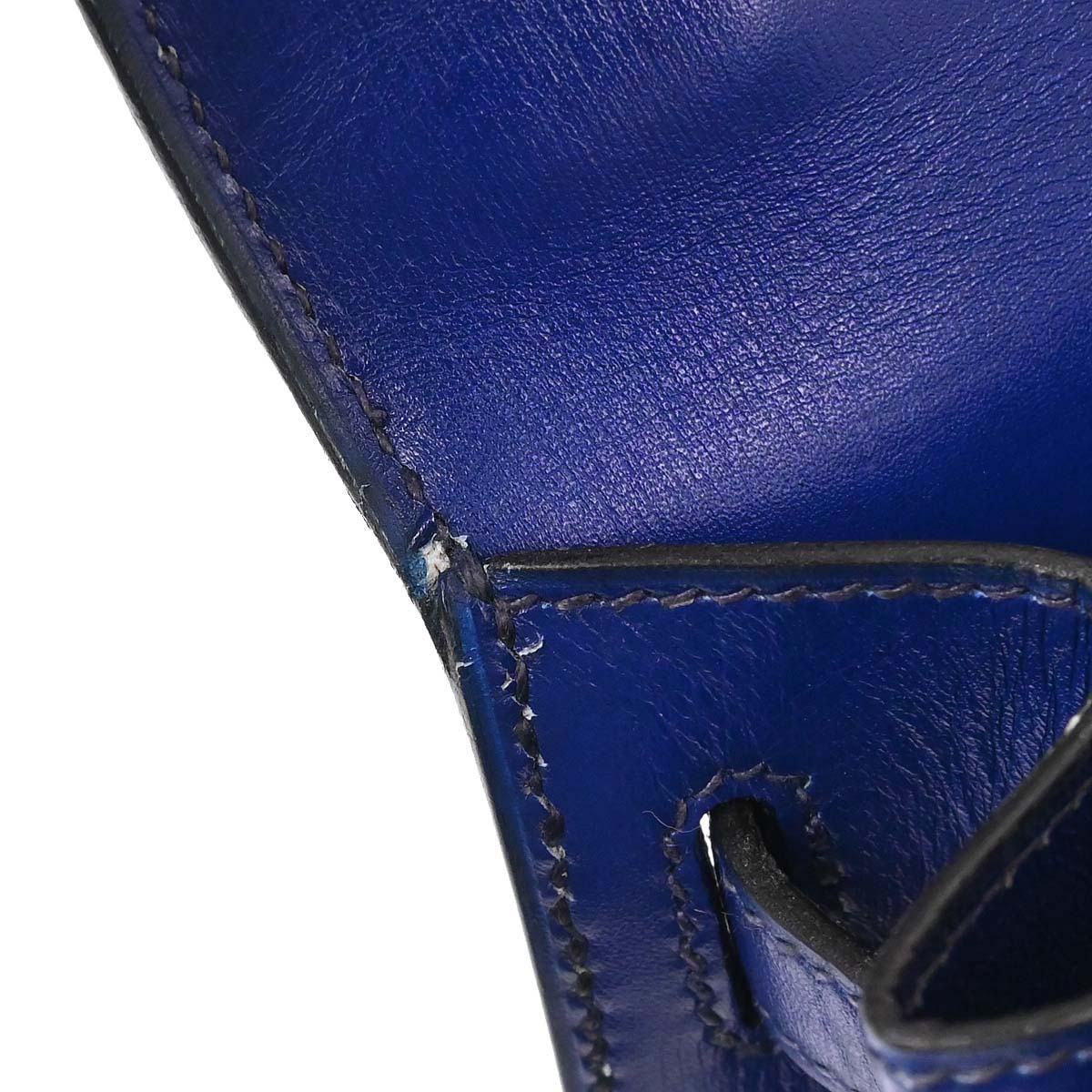 Hermes Blue Saphir Box Calf Mini Kelly 20 Sellier Handbag