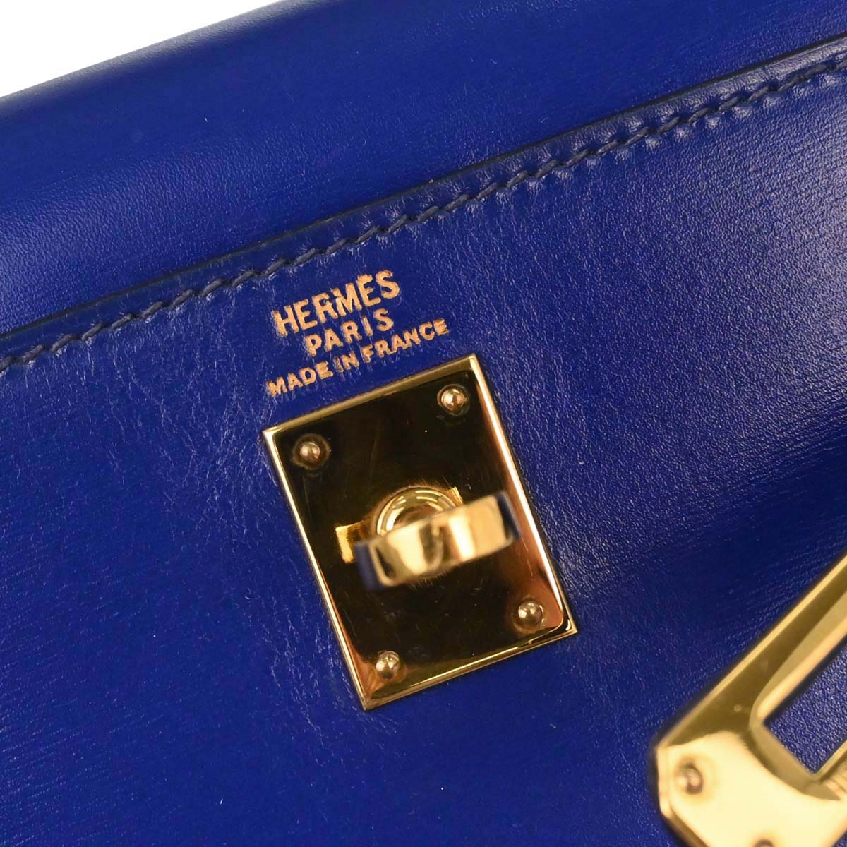 Hermes Blue Saphir Box Calf Mini Kelly 20 Sellier Handbag