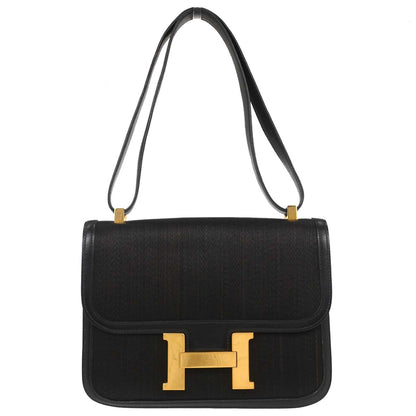 Hermes Black Crinoline Box Calf Constance 23 Shoulder Bag