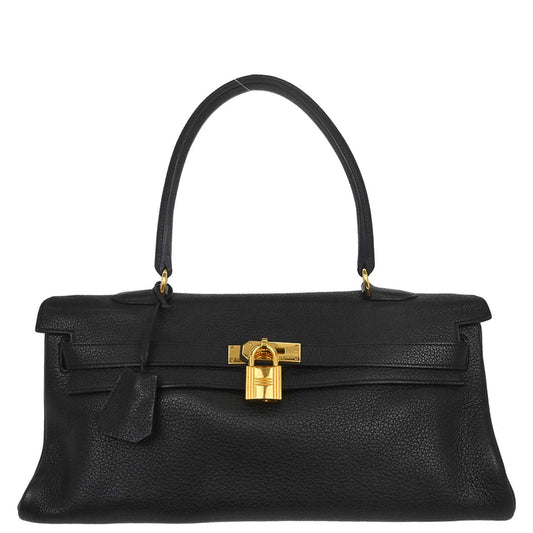 Hermes Black Togo Shoulder Kelly Handbag
