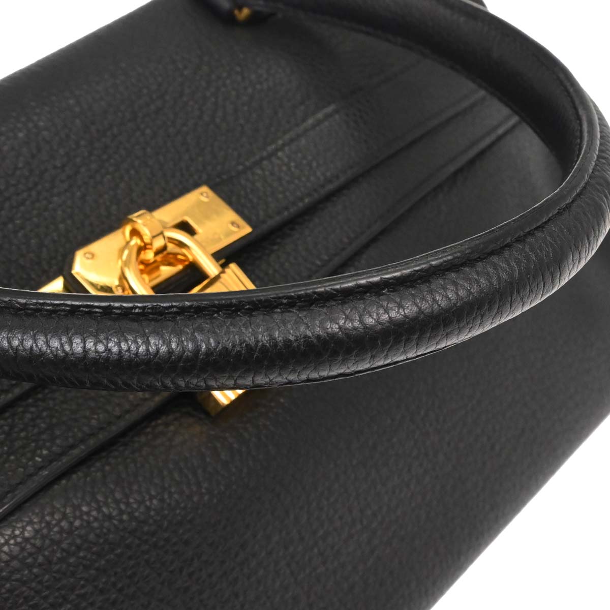 Hermes Black Togo Shoulder Kelly Handbag