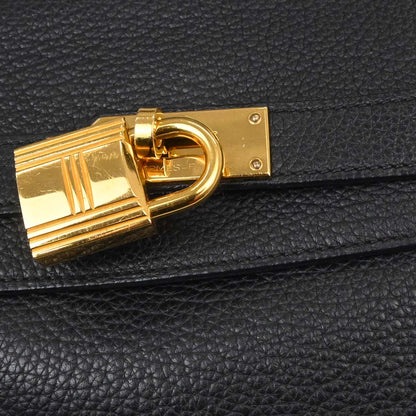 Hermes Black Togo Shoulder Kelly Handbag