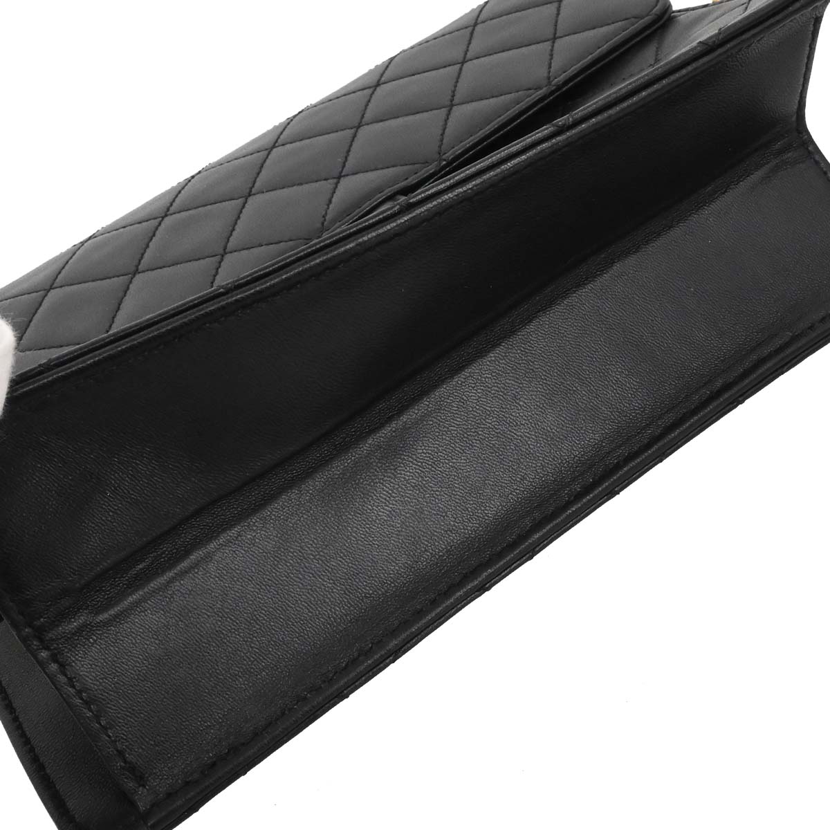 Chanel Black Lambskin Pushlock Small Half Flap Shoulder Bag
