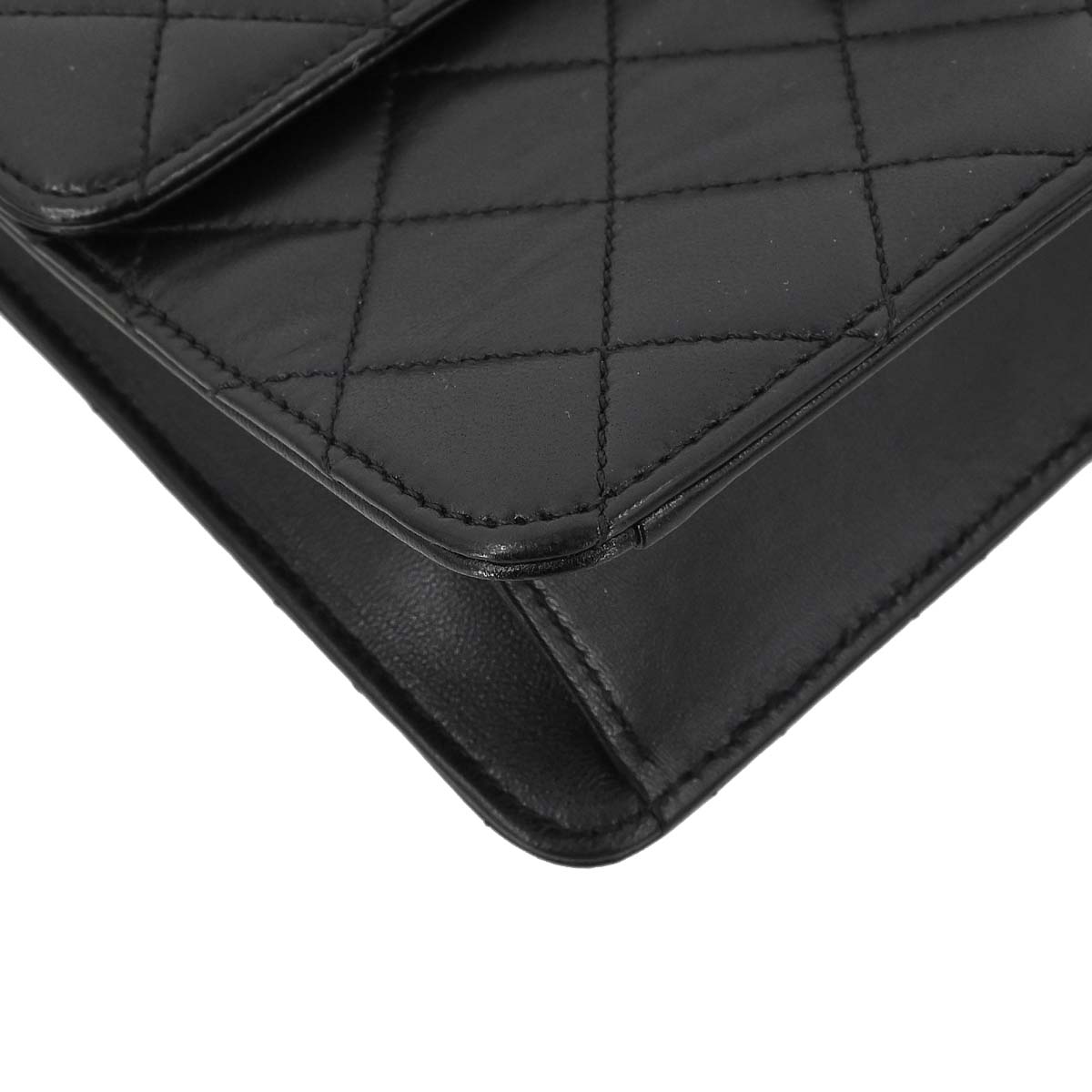 Chanel Black Lambskin Pushlock Small Half Flap Shoulder Bag
