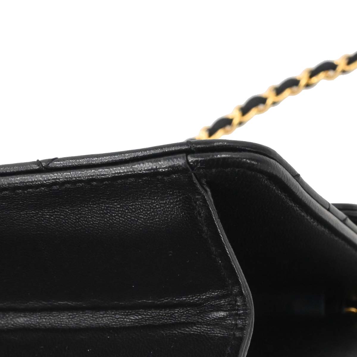 Chanel Black Lambskin Pushlock Small Half Flap Shoulder Bag