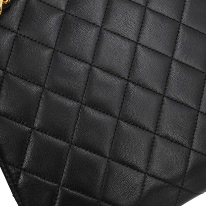 Chanel Black Lambskin Pushlock Small Half Flap Shoulder Bag