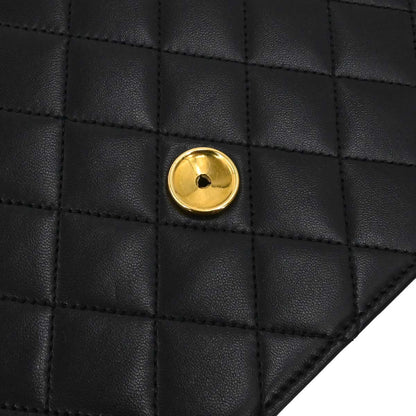 Chanel Black Lambskin Pushlock Small Half Flap Shoulder Bag