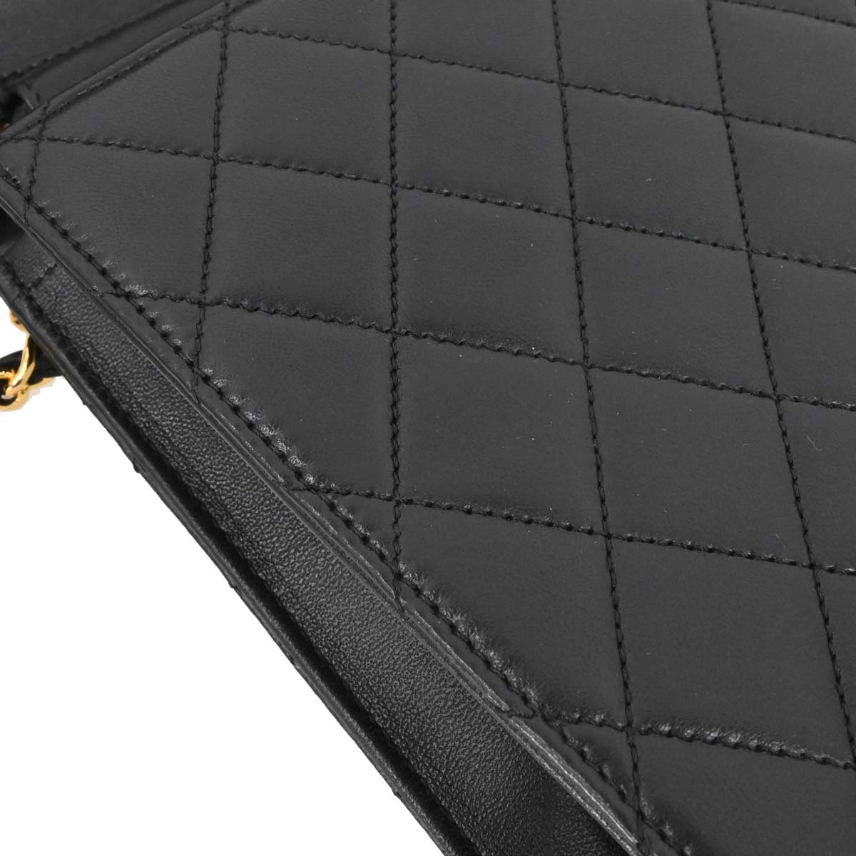 Chanel Black Lambskin Pushlock Small Half Flap Shoulder Bag