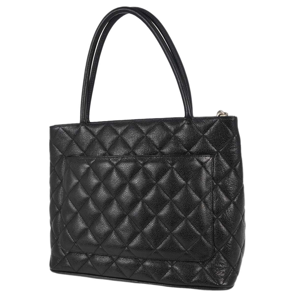 Chanel 2000-2002 Black Caviar Skin Medallion Tote Handbag