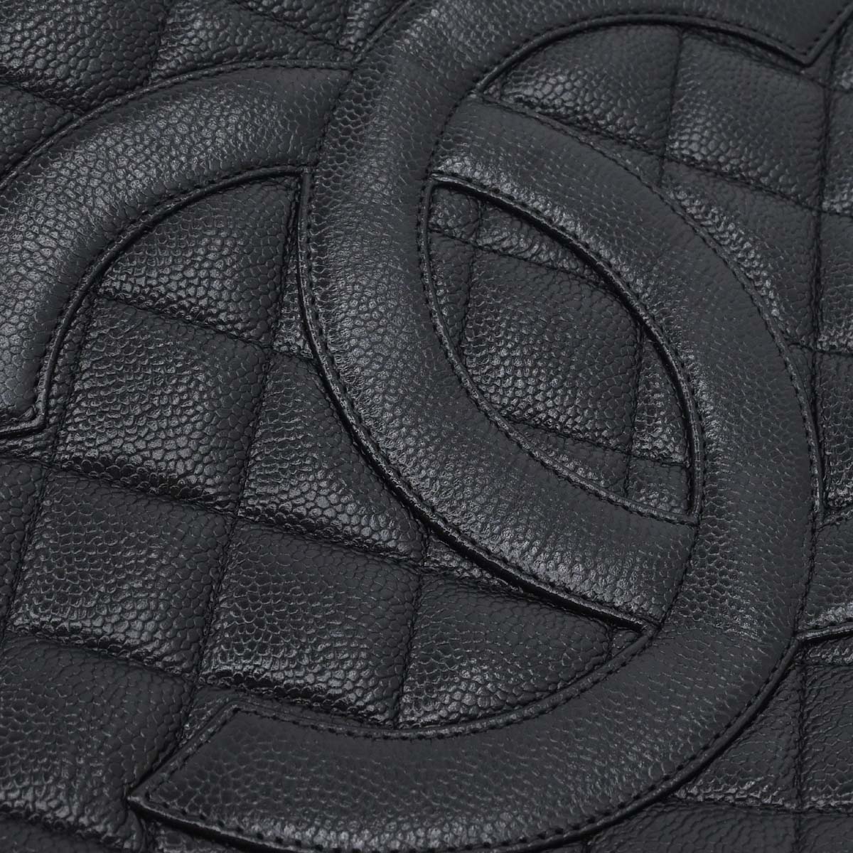 Chanel 2000-2002 Black Caviar Skin Medallion Tote Handbag