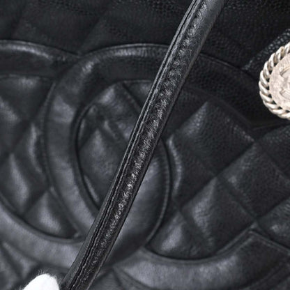 Chanel 2000-2002 Black Caviar Skin Medallion Tote Handbag