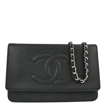 Chanel Black Caviar Skin Timeless WOC Wallet on Chain Bag