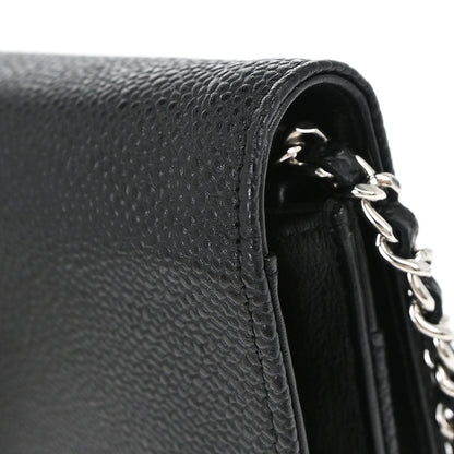 Chanel Black Caviar Skin Timeless WOC Wallet on Chain Bag