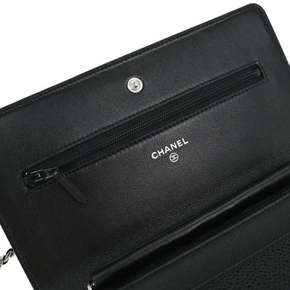 Chanel Black Caviar Skin Timeless WOC Wallet on Chain Bag