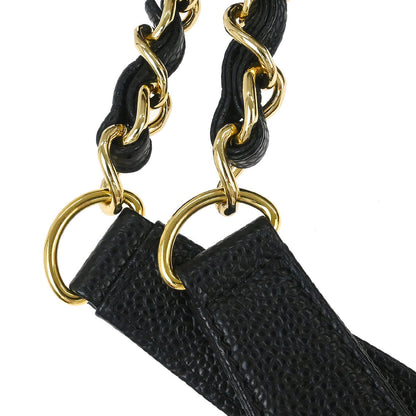 Chanel 2014 Black Caviar Grand Shopping Tote GST Chain Handbag