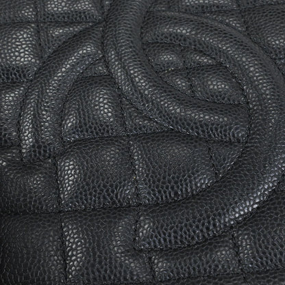 Chanel 2014 Black Caviar Grand Shopping Tote GST Chain Handbag