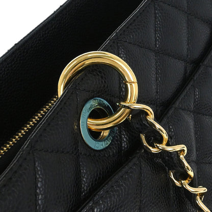 Chanel 2014 Black Caviar Grand Shopping Tote GST Chain Handbag