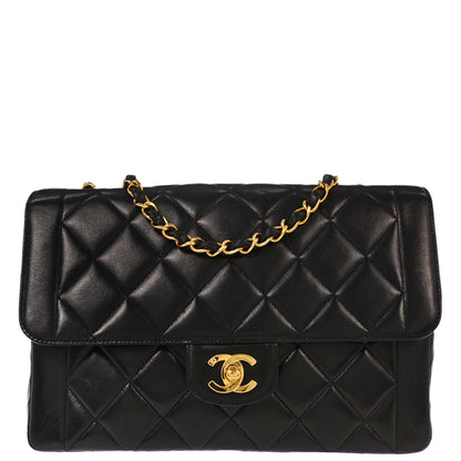 Chanel Black Lambskin Single Flap Shoulder Bag
