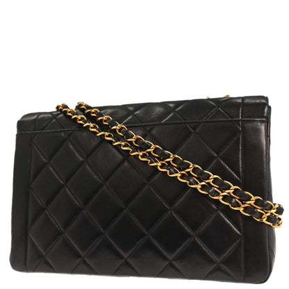 Chanel Black Lambskin Single Flap Shoulder Bag