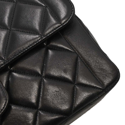 Chanel Black Lambskin Single Flap Shoulder Bag