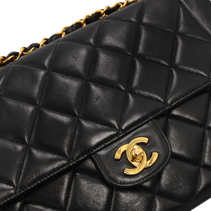 Chanel Black Lambskin Single Flap Shoulder Bag