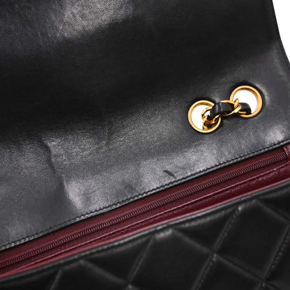 Chanel Black Lambskin Single Flap Shoulder Bag