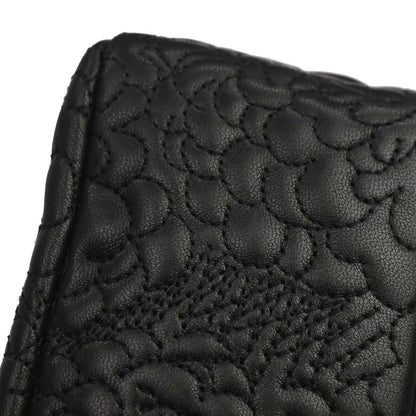 Chanel Black Camellia Embossed Lambskin Medium Classic Double Flap Bag