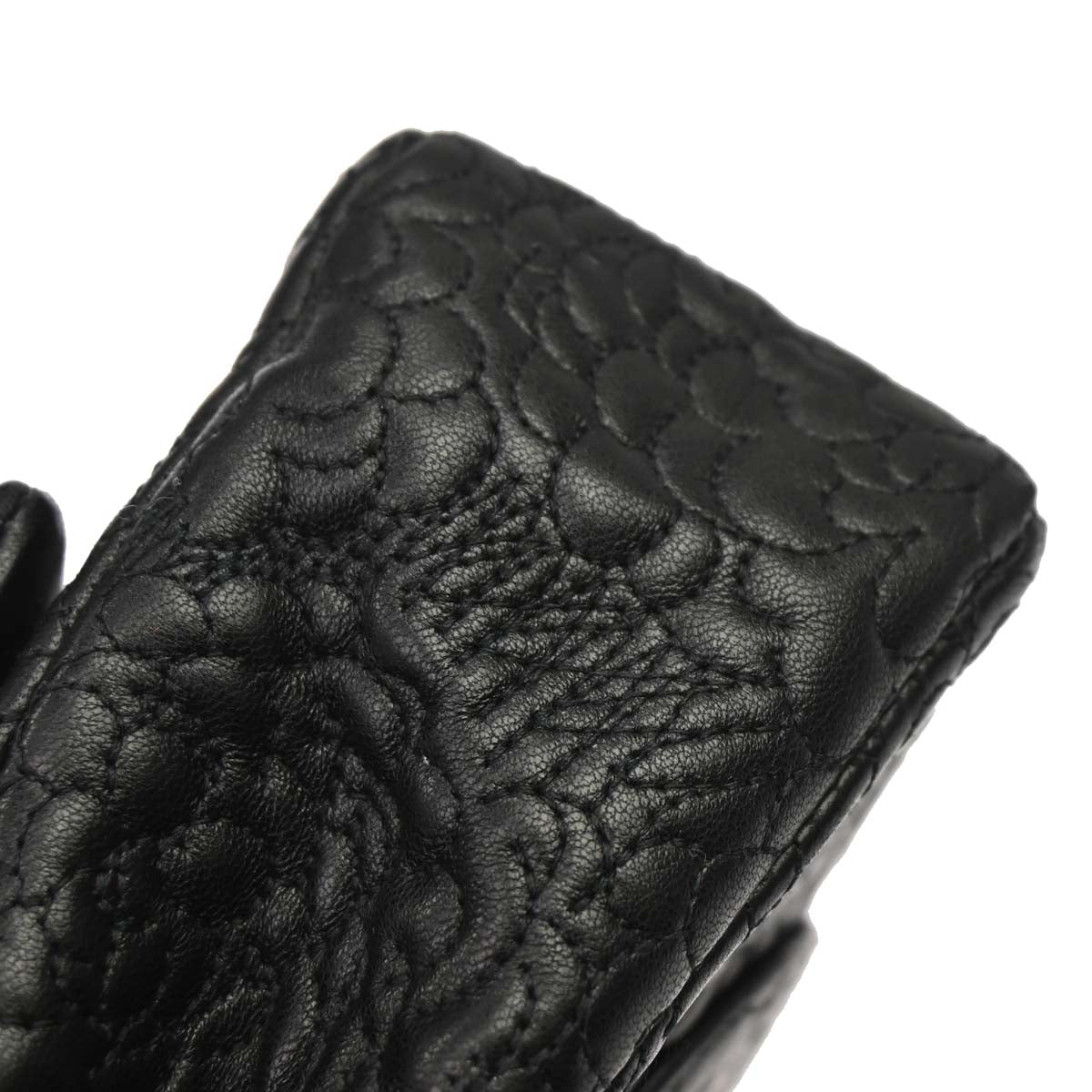 Chanel Black Camellia Embossed Lambskin Medium Classic Double Flap Bag