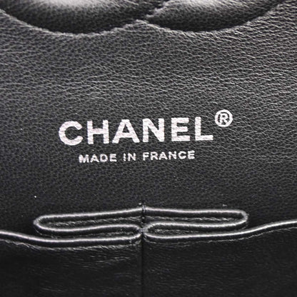 Chanel Black Camellia Embossed Lambskin Medium Classic Double Flap Bag