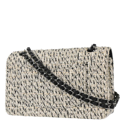 Chanel 2005-2006 Gray Tweed Medium Classic Double Flap Shoulder Bag