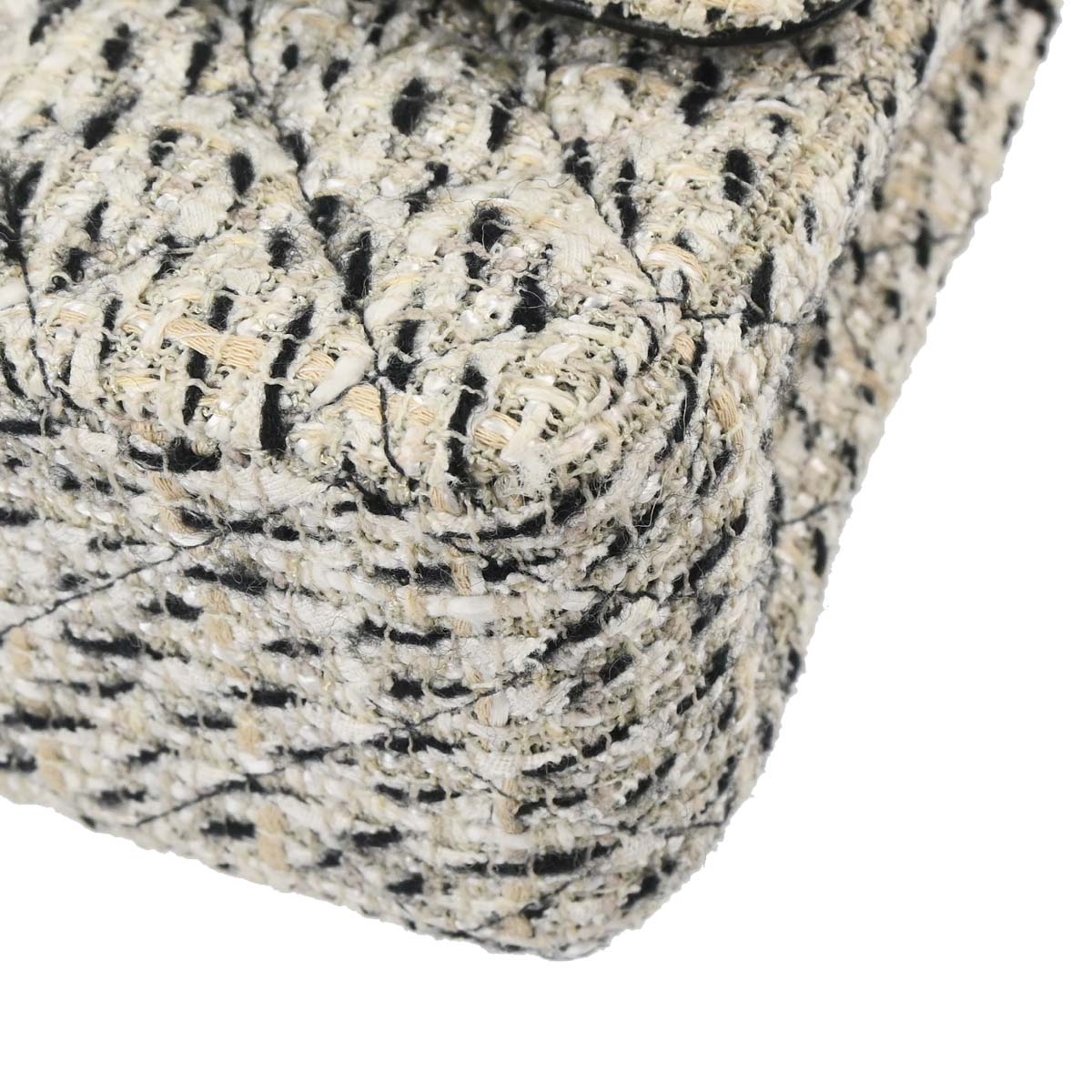 Chanel 2005-2006 Gray Tweed Medium Classic Double Flap Shoulder Bag