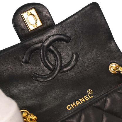 Chanel Black Lambskin Mini Classic Square Flap Shoulder Bag 17