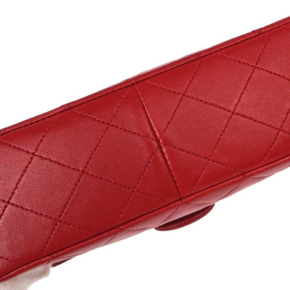 Chanel Red Lambskin Classic Square Flap Shoulder Bag 20