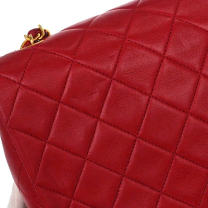 Chanel Red Lambskin Classic Square Flap Shoulder Bag 20
