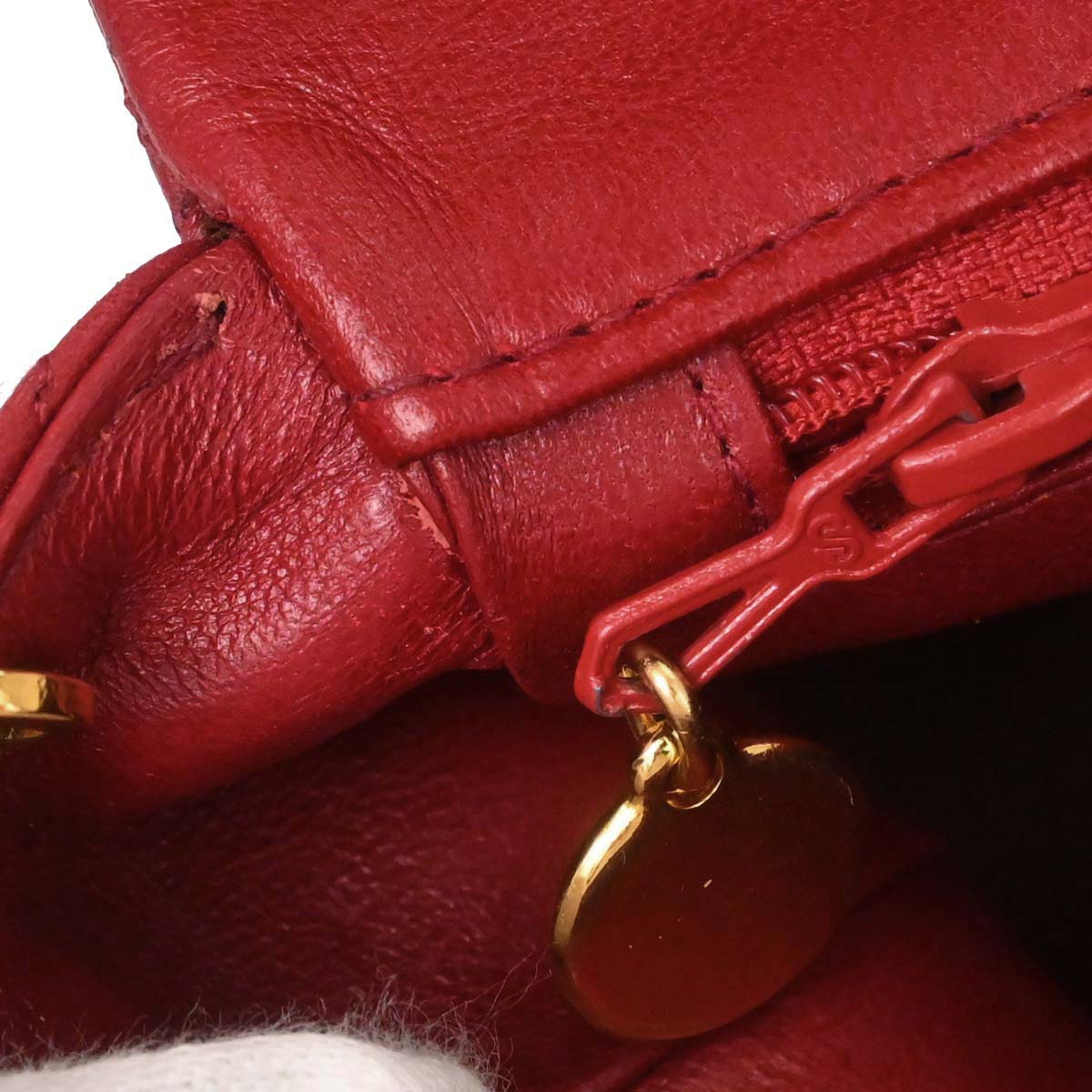 Chanel Red Lambskin Classic Square Flap Shoulder Bag 20