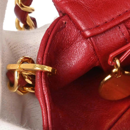 Chanel Red Lambskin Classic Square Flap Shoulder Bag 20