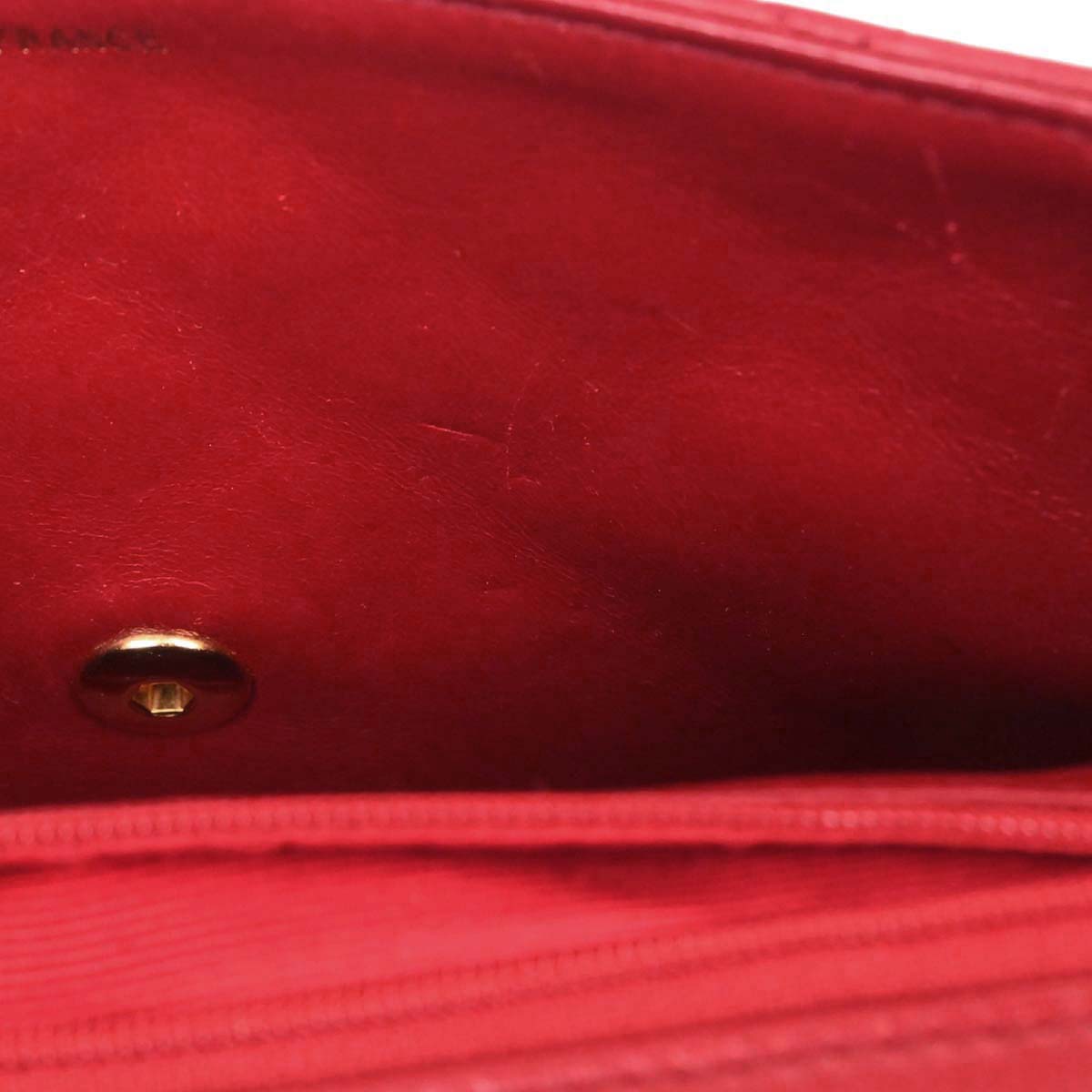 Chanel Red Lambskin Classic Square Flap Shoulder Bag 20