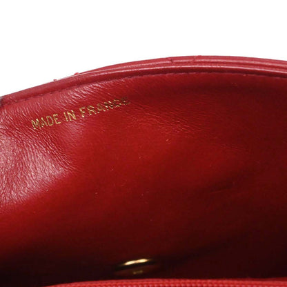 Chanel Red Lambskin Classic Square Flap Shoulder Bag 20