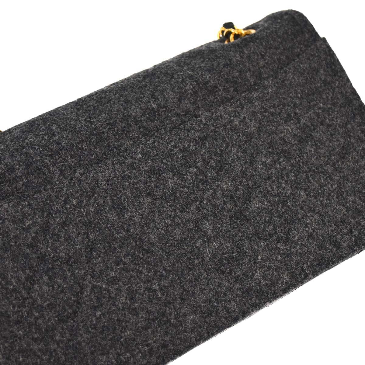 Chanel Black Lambskin Wool Single Flap Shoulder Bag