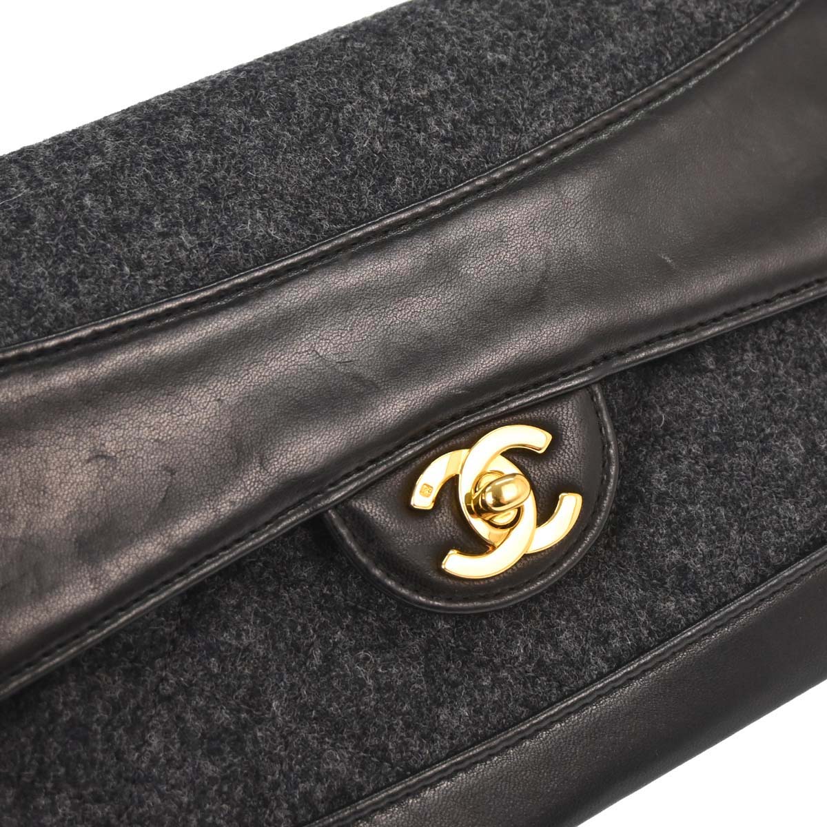Chanel Black Lambskin Wool Single Flap Shoulder Bag