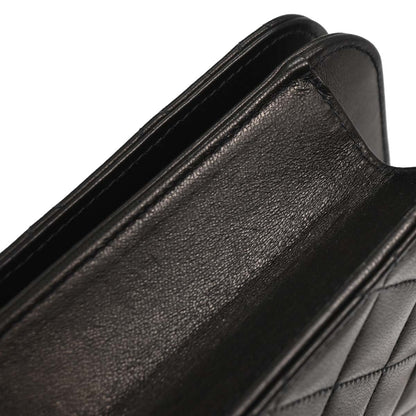 Chanel Black Lambskin Turnlock Small Full Flap Shoulder Bag