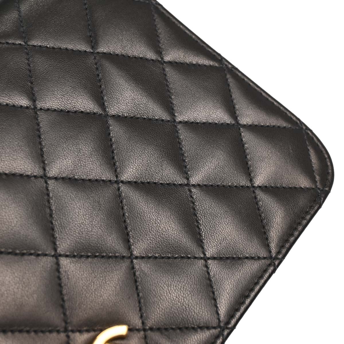 Chanel Black Lambskin Turnlock Small Full Flap Shoulder Bag