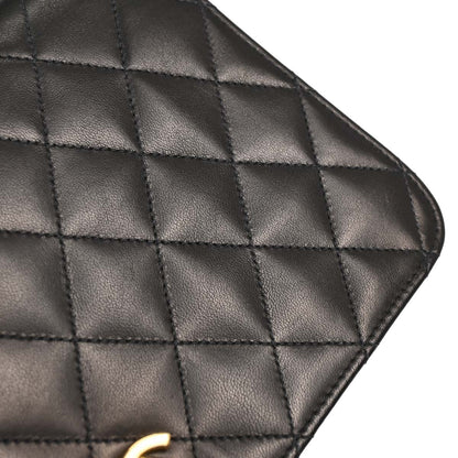 Chanel Black Lambskin Turnlock Small Full Flap Shoulder Bag
